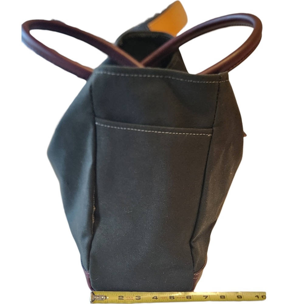 2017 Orvis Canvas Leather Trim Tote Bag‎ Olive Green Brown Top Handle - Picture 4 of 5